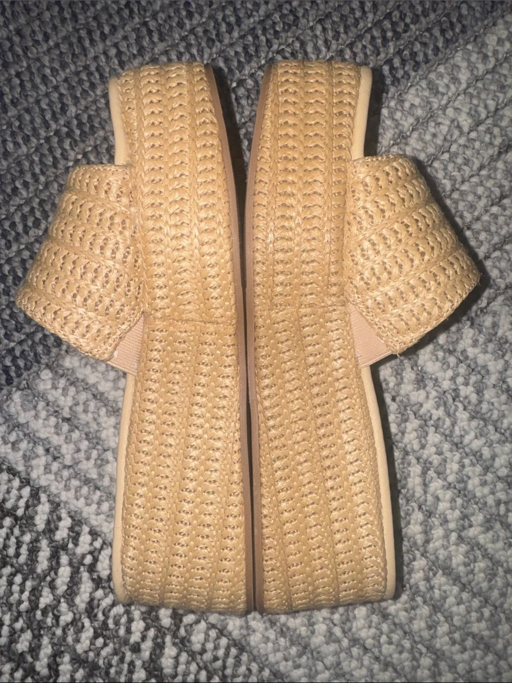 Cushionaire Natural Braided Platform Slide Sandals - 8.5